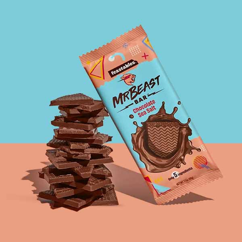 Feastables MrBeast Sea Salt Dark Chocolate Bar 2.1 oz 60g 1 Bar