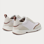 Loro Piana - Modular Walk Aqua Light Leather-Trimmed Shell and Suede White low top sneakers