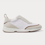 Loro Piana - Modular Walk Aqua Light Leather-Trimmed Shell and Suede White low top sneakers