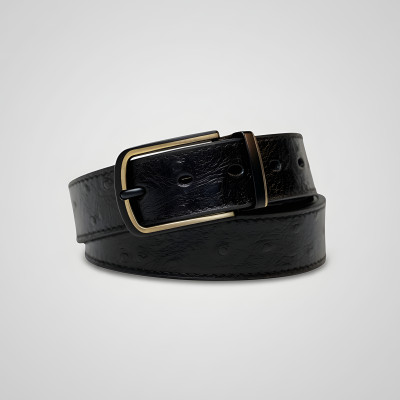 Black Ostrich Pattern Belt