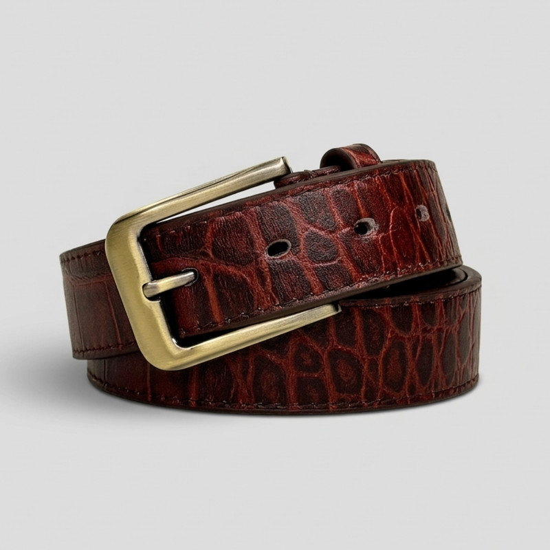 Maroon Croc Pattern Belt