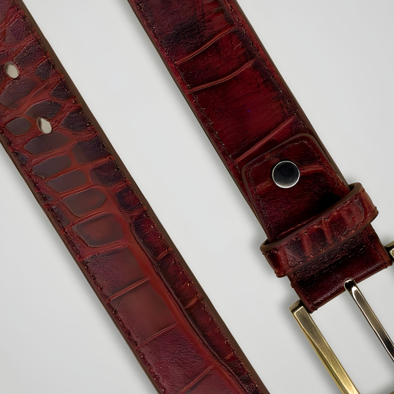 Maroon Croc Pattern Belt