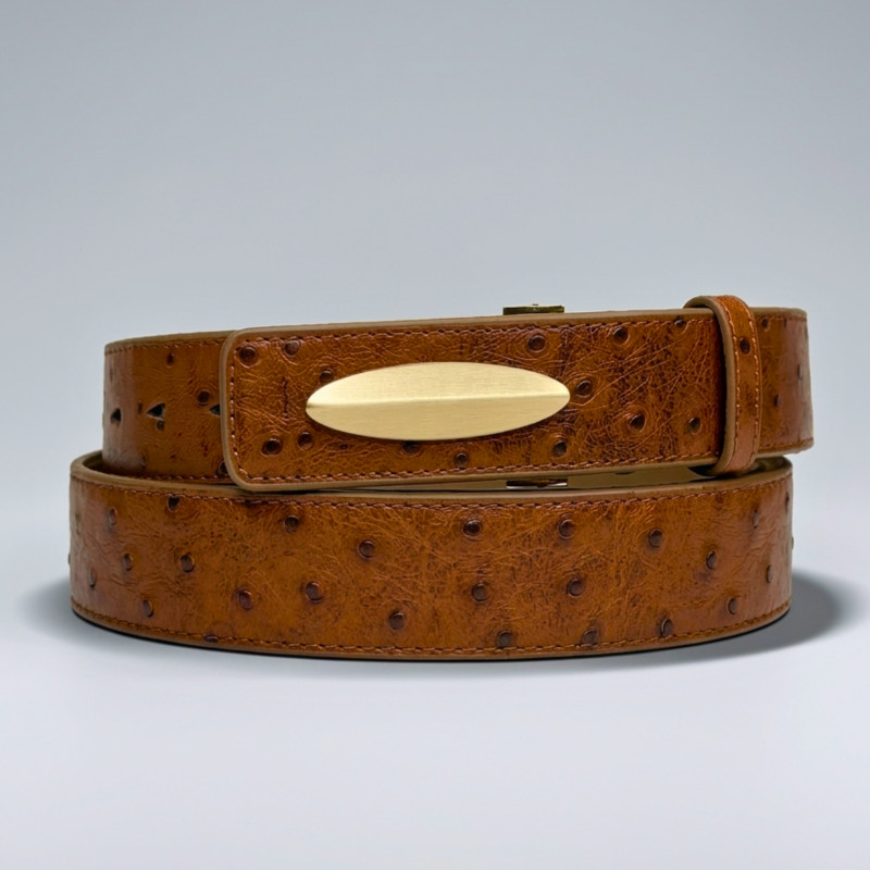 Amber Ostrich Pattern Belt