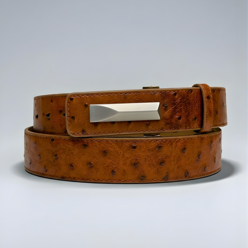 Amber Ostrich Pattern Belt