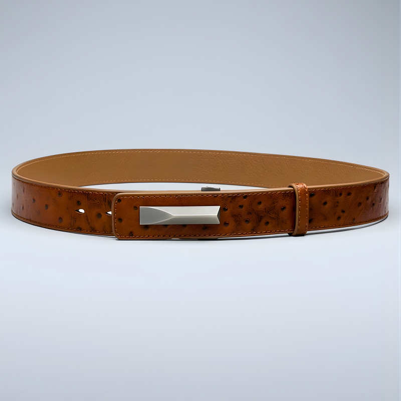 Amber Ostrich Pattern Belt
