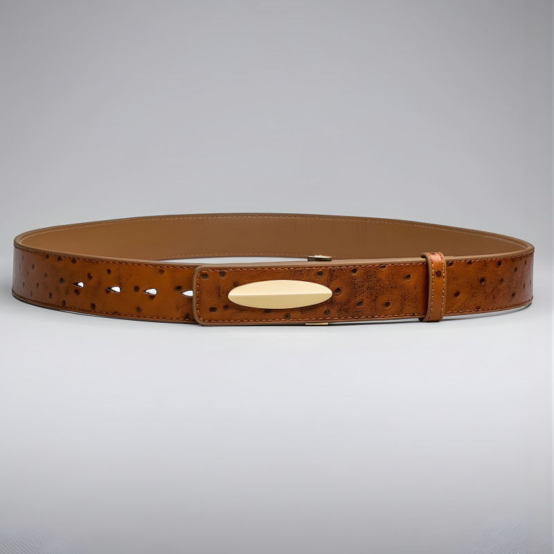Amber Ostrich Pattern Belt