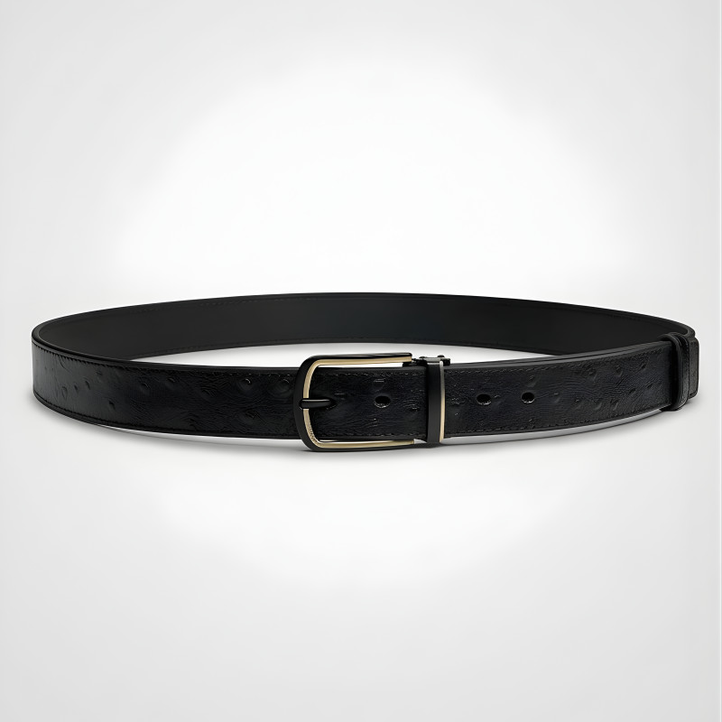 Black Ostrich Pattern Belt