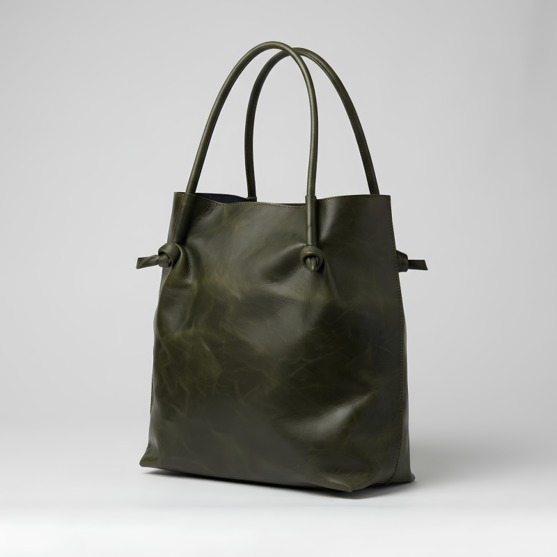 Olive Knotted Tote Bag