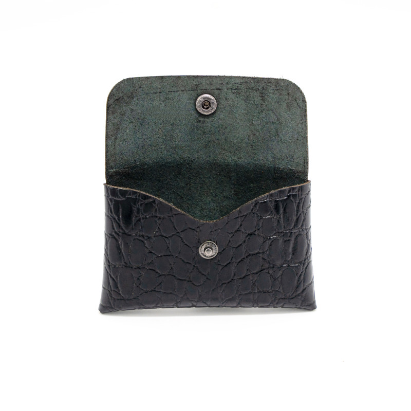 Croco-embossed Snap Wallet