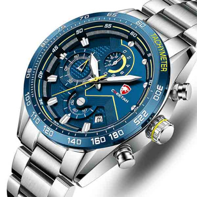 CHEETAH CH1614 CREST - Men's Sophisticated Watch - Silver Blue