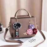 Brown Flowery Handbag