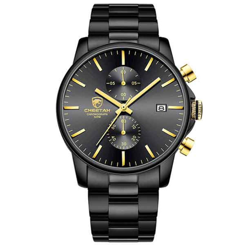 CHEETAH CH1604 ARISTO S10- Gold Hands Black Chronograph Watch for Men