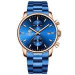 Blue & Rose Gold Chronograph Watch