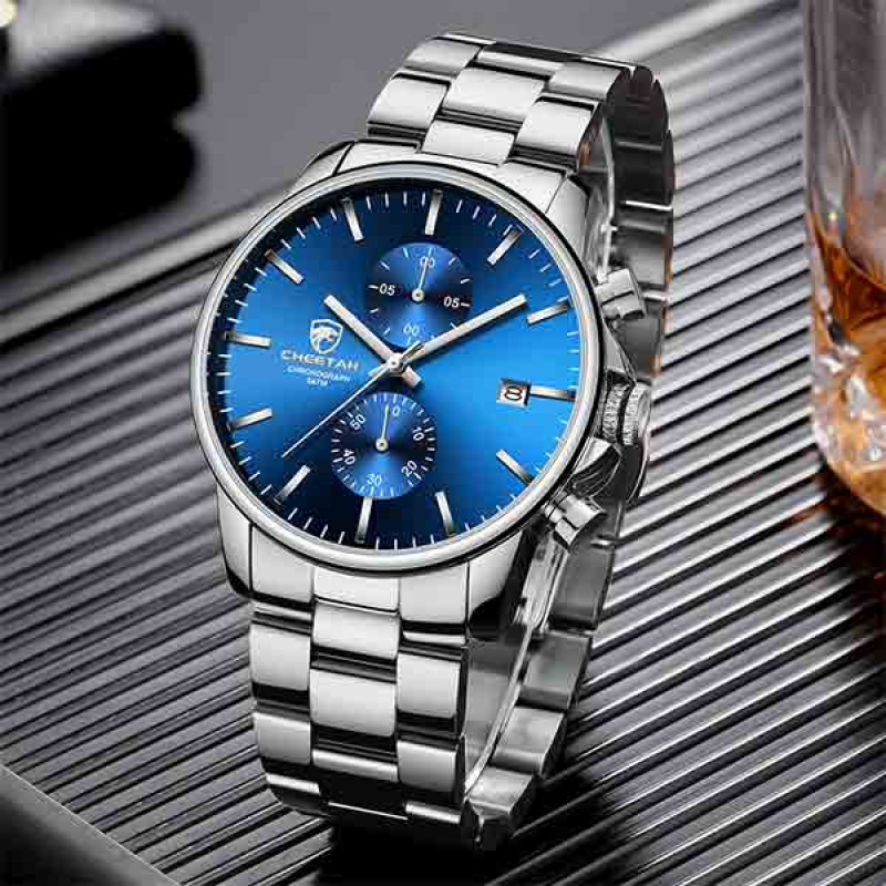 CHEETAH CH1604 ARISTO S9 - Blue Face Silver Chronograph Watch