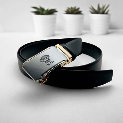 Casual Leather Belt With Silver Buckle