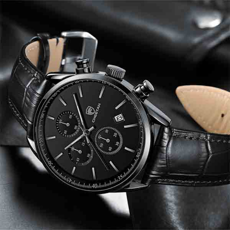 CHEETAH CH1607 BIZET X3 - Men's Black Leather Dress Watch