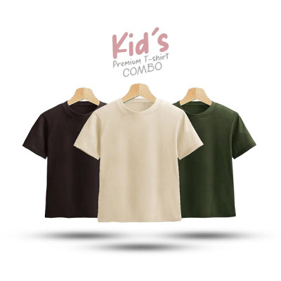 Kids Premium Blank T-Shirt Combo - Chocolate, Cream, Olive