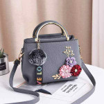 Deep Grey Flowery Handbag