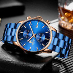 Blue & Rose Gold Chronograph Watch