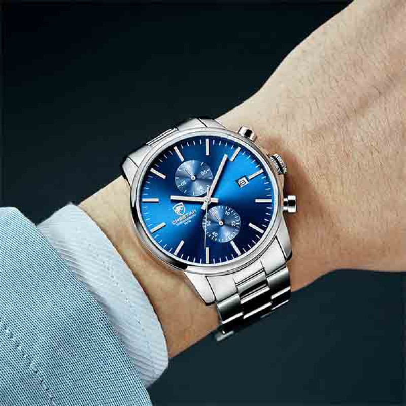 CHEETAH CH1604 ARISTO S9 - Blue Face Silver Chronograph Watch