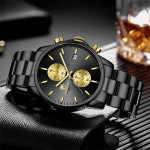 CHEETAH CH1604 ARISTO S5 - Black Steel Band Gold-Tone Face Chronograph Watch