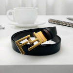 Formal Leather Belt With Golden Buckle