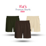 Kids Premium Cotton Shorts Combo - Olive, Chocolate, Cream