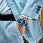 Blue & Rose Gold Chronograph Watch