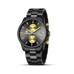 CHEETAH CH1604 ARISTO S5 - Black Steel Band Gold-Tone Face Chronograph Watch