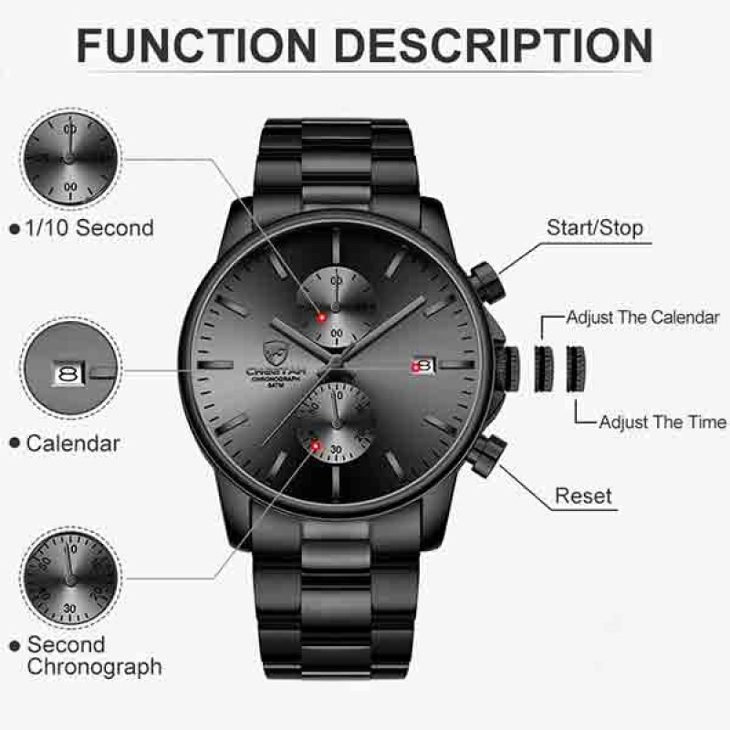 CHEETAH CH1604 ARISTO S4 - Men's All-Black Chronograph Watch