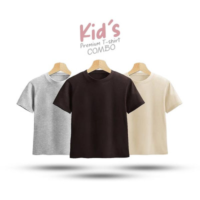 Kids Premium Blank T-Shirt Combo - Chocolate, Tan, Deep Blue