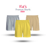 Kids Premium Cotton Shorts Combo - Silver, Yellow, Tan