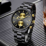 CHEETAH CH1604 ARISTO S5 - Black Steel Band Gold-Tone Face Chronograph Watch