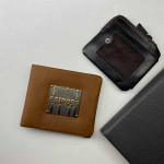 Brown Leather Short Wallet With Card Holder