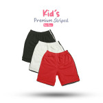 Kids Striped Half Pant Combo - Black, White, Red