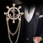 Navy Wind Rudder Anchor Men's Brooch