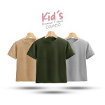 Kids Premium Blank T-Shirt Combo - Tan, Olive, Silver