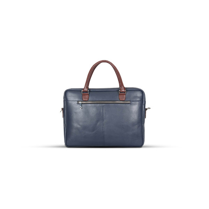 Plain Blue Leather Executive Bag