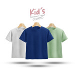 Kids Premium Blank T-Shirt Combo - White, Deep Blue, Aqua