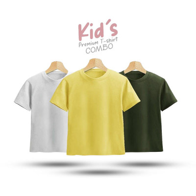 Kids Premium Blank T-Shirt Combo - White, Yellow, Olive