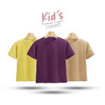 Kids Premium Blank T-Shirt Combo - Yellow, Purple, Tan