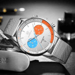 CHEETAH CH1608 LUXE S - Men's Silver Orange Minimalist Watch