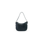 Curved Black Leather Hand Bag