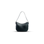 Curved Black Leather Hand Bag