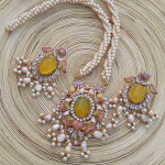 Gold Plated Sitahar With Orange Stone