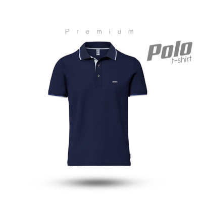 Premium Double PK Cotton Polo - Navy Blue