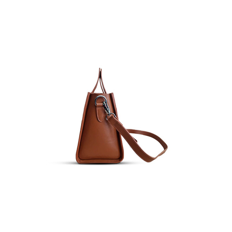 Tan Color Square Leather Handbag