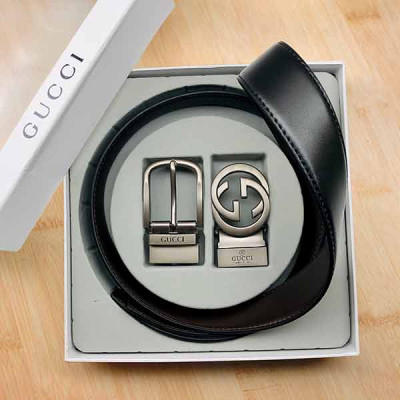 Gucci Formal Two Buckle Belt Set