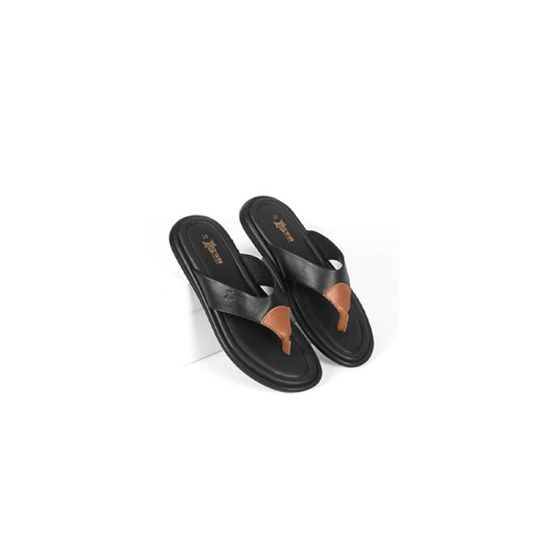 Mens Black Leather Sandal