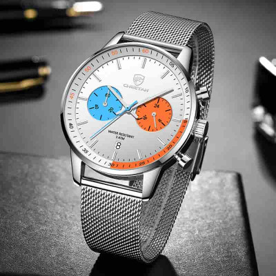 CHEETAH CH1608 LUXE S - Men's Silver Orange Minimalist Watch